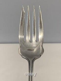 Fourchette à viande en argent massif vintage avec manche floral gravé 73,5 grammes