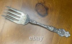 Fourchette de service en argent sterling vintage, grande et lourde, déesse