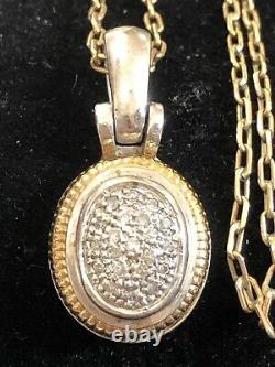 Gold & Diamant En Argent Sterling Vintage Signée Par La Succession Pendant Necklace
