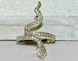 Grande Bague De Serpent En Or Jaune 14k Finition 4ct Round Cut Lab Création Diamant