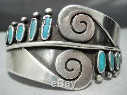 Important Ramone Platero Vintage Navajo Turquoise Bracelet En Argent Sterling