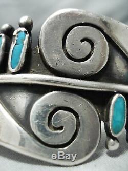 Important Ramone Platero Vintage Navajo Turquoise Bracelet En Argent Sterling