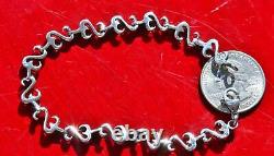 Jayne Seymour 925 Bracelet En Argent Sterling 7,5 Coeurs Ouverts Vintage 13.2gr Jwbr