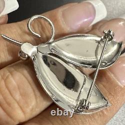 Jolie broche épingle en argent sterling vintage avec motif de feuille 1 5/8 x 1 3/8