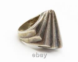 Krypell 925 Argent Vintage Moderniste Dark Tone Petite Band Ring Sz 4 Rg14207