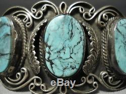 L'un Des Meilleurs Vintage Navajo Blue Diamond Turquoise Bracelet En Argent Sterling