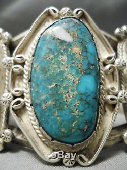 L'un Des Meilleurs Vintage Navajo Old Morenci Turquoise Bracelet En Argent Sterling