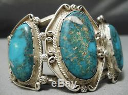 L'un Des Meilleurs Vintage Navajo Old Morenci Turquoise Bracelet En Argent Sterling
