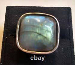 Labradorite Argent 925 Israël PZ Taille 7 Fait à la main Vintage