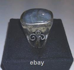 Labradorite Argent 925 Israël PZ Taille 7 Fait à la main Vintage