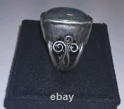 Labradorite Argent 925 Israël PZ Taille 7 Fait à la main Vintage