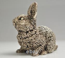 Lapin vintage en argent sterling 925 - 5 pouces de haut x 4,5 pouces de large x 3 pouces de profondeur / 410 gr