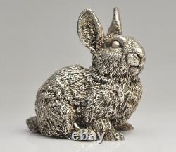Lapin vintage en argent sterling 925 - 5 pouces de haut x 4,5 pouces de large x 3 pouces de profondeur / 410 gr