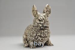 Lapin vintage en argent sterling 925 - 5 pouces de haut x 4,5 pouces de large x 3 pouces de profondeur / 410 gr