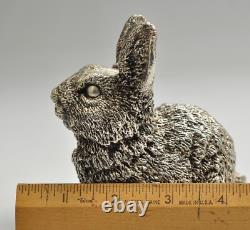 Lapin vintage en argent sterling 925 - 5 pouces de haut x 4,5 pouces de large x 3 pouces de profondeur / 410 gr