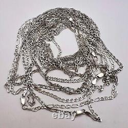 Lot 7 Collier Chaîne en Argent Sterling 925 Vintage Bijoux Estampillé PAS de Ferraille 50 gr