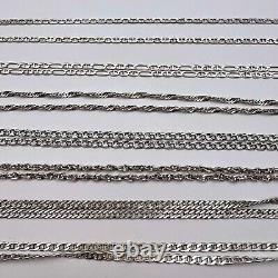 Lot 7 Collier Chaîne en Argent Sterling 925 Vintage Bijoux Estampillé PAS de Ferraille 50 gr