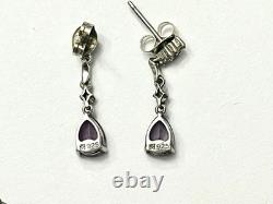 Lot Vintage en Argent Sterling 925 avec Pierres Claires d'Améthyste Chaîne en Filigrane Italie