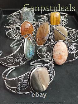 Lot en gros de bracelets Labradorite et Mix de grosses pierres précieuses en plaqué argent sterling 925