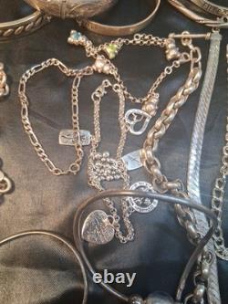 Lot vintage de bracelets en argent sterling 925 portables à 2,50 $ par gramme TESTÉS 450,5 g