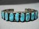 Magnifique Vintage Navajo Kingman Turquoise Bracelet En Argent Sterling Vieux