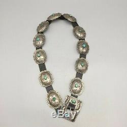 Magnifique! Vintage Turquoise Et Argent Sterling Concho Ceinture