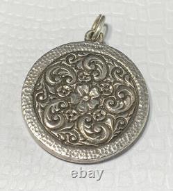 Médaille en argent sterling vintage de Saint-Christophe Protège-nous en 3D - Double face