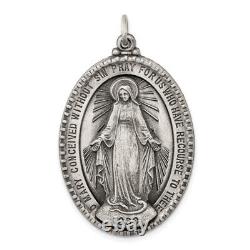 Médaille miraculeuse de la Vierge Marie bénie en argent sterling 925 vintage