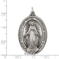 Médaille miraculeuse de la Vierge Marie bénie en argent sterling 925 vintage