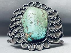 Meilleure bracelet en argent sterling avec turquoise Royston vintage Navajo à gros fil.