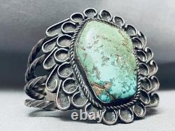 Meilleure bracelet en argent sterling avec turquoise Royston vintage Navajo à gros fil.