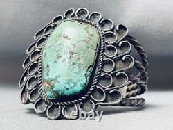 Meilleure bracelet en argent sterling avec turquoise Royston vintage Navajo à gros fil.