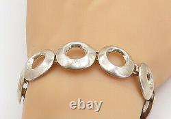 Mexique 925 Argent Sterling Vintage Shiny Circle Link Chaîne Bracelet Bt1610