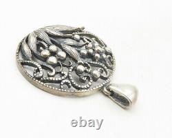 Mexique 925 Argent Sterling Vintage Ton Foncé Fleurs Blooming Pendentif Pt7932