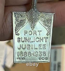 Miniature Spade Jubilé Port Sunlight en argent sterling vintage Birmingham 1938