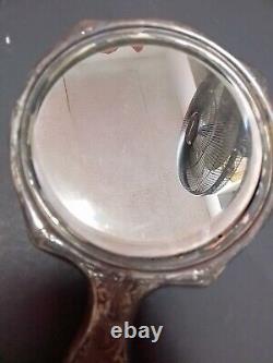 Miroir en argent sterling vintage ou antique testé à l'acide tel quel