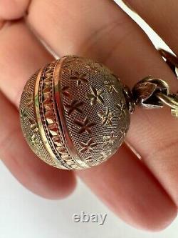 Montre Turler Vintage Globe Ball Pendentif Broche Sterling Argent Incabloc Suisse