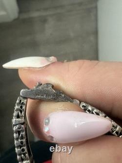 Montre-bracelet pour dames en argent sterling 925 vintage avec filigrane, style bracelet orné