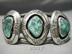 Musée Vintage Navajo Cerrillos Turquoise Sterling Silver Bracelet Vieux