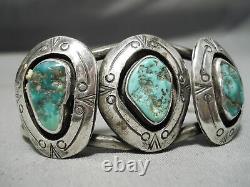 Musée Vintage Navajo Cerrillos Turquoise Sterling Silver Bracelet Vieux