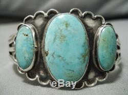 Museum Vintage Navajo Royston Turquoise Bracelet En Argent Sterling Vieux