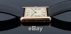 Must De Cartier Tank Or Sur Argent Vintage Main Wound Watch. Cartier Box & Papiers