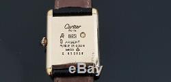 Must De Cartier Tank Or Sur Argent Vintage Main Wound Watch. Cartier Box & Papiers