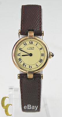 Must De Cartier Vintage Montre Vermeil Quartz Avec Bracelet En Cuir Pour Femme