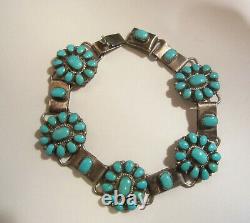 Native American Vintage Old Pawn Navajo En Argent Sterling Turquoise Bracelet