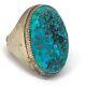 Navajo Mens Turquoise Ring Sz 9 Vtg Big Sterling Silver 29g Fabriqué À La Main Indien