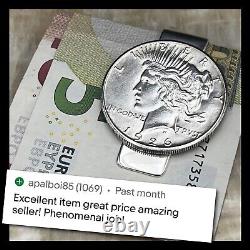 Nouveau Portefeuille Pince-Billets en Argent Sterling .925 Carte de Crédit Dollar en Argent Paix 90%