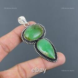Offre de la Journée de la Femme : Bijoux en Pendentif Vintage en Argent Sterling 925 avec Chrysoprase Naturel