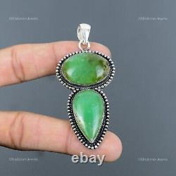 Offre de la Journée de la Femme : Bijoux en Pendentif Vintage en Argent Sterling 925 avec Chrysoprase Naturel