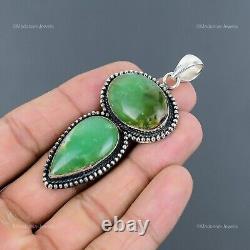 Offre de la Journée de la Femme : Bijoux en Pendentif Vintage en Argent Sterling 925 avec Chrysoprase Naturel